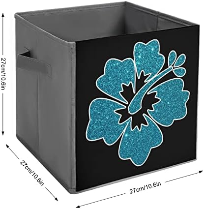 Glitter Hibiscus Bins Storage Cubes Organizadores de tecido dobrável com alças Coscendo da caixa de livros de bolsa de roupas para