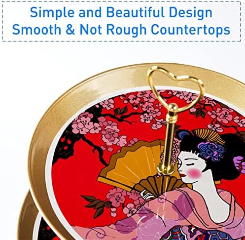 Suporte de bolo tfcocft, conjunto de exibição de tabela de sobremesa, placa de exibição de sobremesa de frutas, padrão de flor de flor de arte do Japão padrão