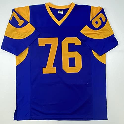 Autografado/assinado Orlando Pace Hof 16 St. Louis Retro Blue Football Jersey JSA COA