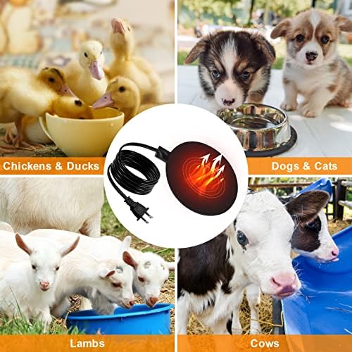 Aquecedor de água de frango biogex, base do aquecedor de água para animais de estimação, almofada aquecida de silicone de 120V 35W com cabo de alimentação de 67 polegadas para pássaros, gatos, cães, patos, aquecedor de água de frango para o inverno, segurança