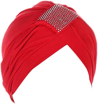 Chapéu de gorro de turbante feminino Rhinestones colorida sólida capas de cabelo desleixadas Cancer Awearwarwar