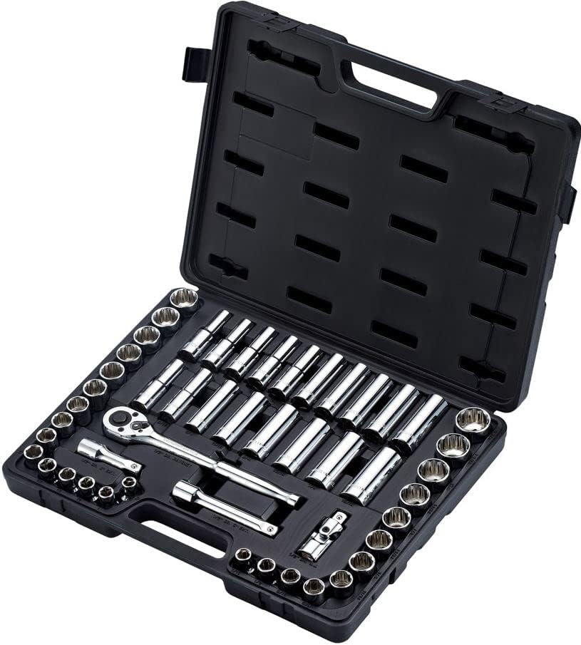 Conjunto de soquetes Evercraft 49 PC SAE & Metric, Standard & Deep SAE Socket Set, Silver