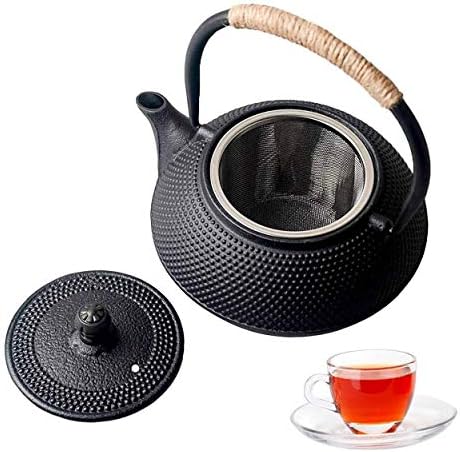 Hwagui - bule de ferro fundido japonês com infusor de aço inoxidável para chá de folhas soltas e saquinhos de chá, chaleira de chapé