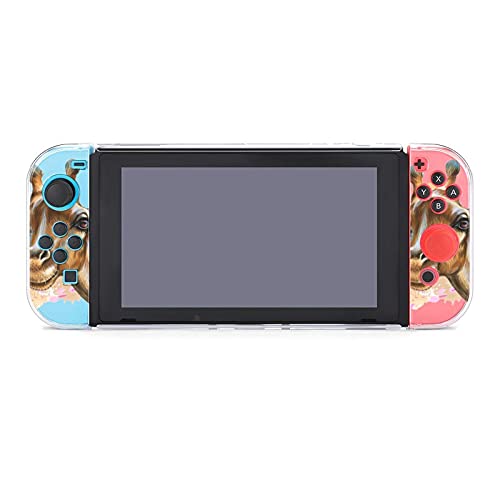 Caso para Nintendo Switch, girafa fofa com uma flor de cinco peças definidas para capa protetora Caso Game Console