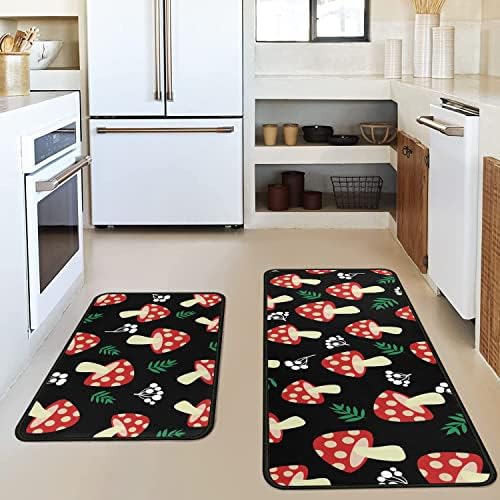 Faptoena Cogumelo Tapetes de cozinha e tapetes Conjunto de 2, primavera de cozinha de primavera decoração de cozinha de cozinha