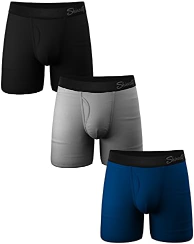 Pacote de boxer masculino de Shinesty w/ Fly 3 Pack - Bolsa de bola masculina Bolsa de roupas íntimas 3 pacote