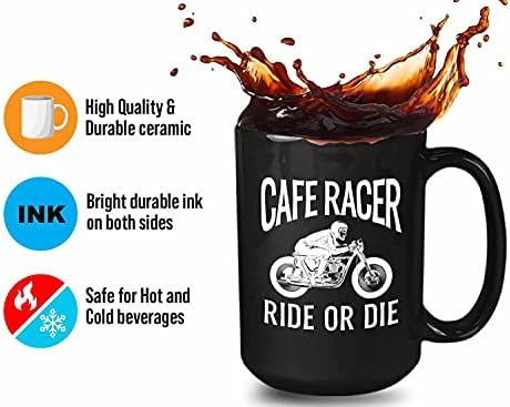 Bubble abraça a caneca de café de motociclista 15oz preto - cafer piler ridr or die - engraçado motociclista papai avô motocicleta piloto vintage retro