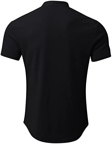 Camisetas de linho de algodão ubst para homens, manga curta v pesco
