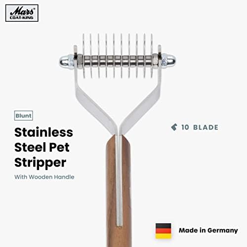 Marte Coat King Blunt Dematting Undercoat Helfing Rake Stripper Tool para cães e gatos, aço inoxidável com alça de madeira,