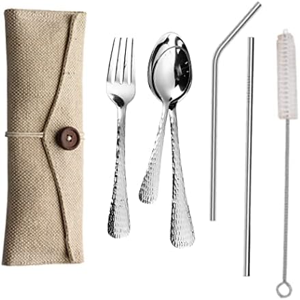 Axiom Travel Towlery Set Aço inoxidável com estojo portátil e reutilizável. Spoons Fork & Straw Premium Set