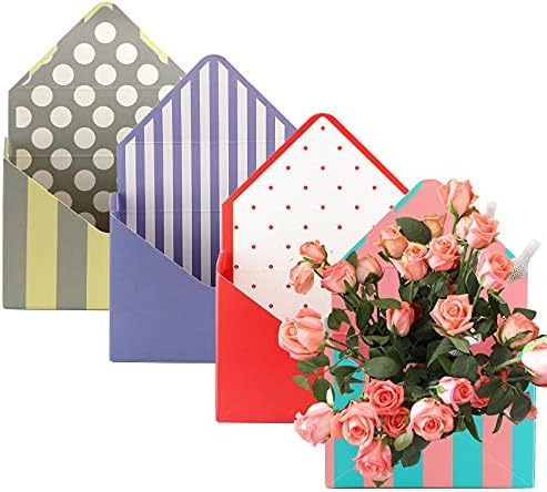 Savita 4 PCs Envelope Caixas de flores dobráveis ​​Bouquet Florist Bouquet Caixas de presente criativas Bouquet Envelope