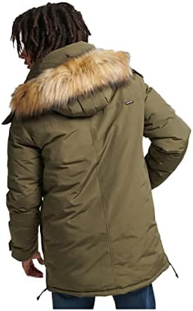 Superdry Mens Faux Fur Hooded Everest Parka Jacket, Fit Relaxed