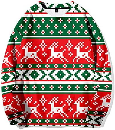 Wocachi Feio de moletons de Natal para masculino Manga longa Rena de rena de neve Snowflaver Sweater Sweater Tops
