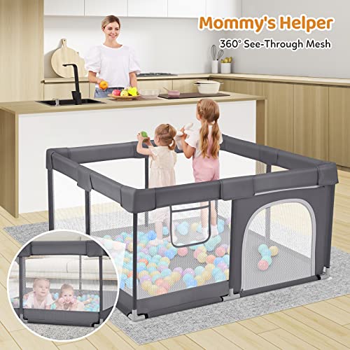 Baby Playpen, Playpen 50x50 com portões de zíper, playpen para bebês e crianças pequenas, pátio de brincar com anéis