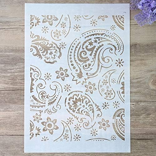 Modelo de estêncil de Paisley decorativo DIY para pintar em paredes artesanato de móveis