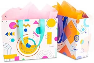 Sacos de presente com papel de seda - 12,5 * 10 * 4 polegadas de embrulho de embrulho com alça de fita/re -gift robustos coloridos
