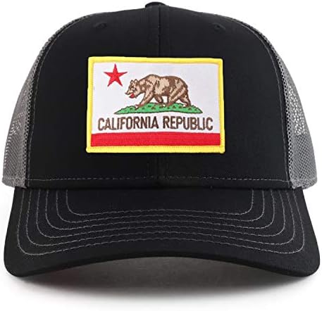 Armycrew California State Bandle Patch 6 Painel Two Tone Mesh Back Trucker Cap