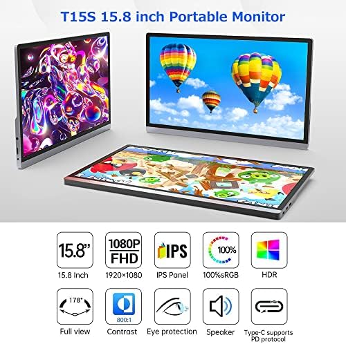 Docooler 15,8 polegadas Monitor Portátil Alta Definição 16: 9 1920x1080 Resolução 178 Grau Visualizar portas Várias portas Compatíveis