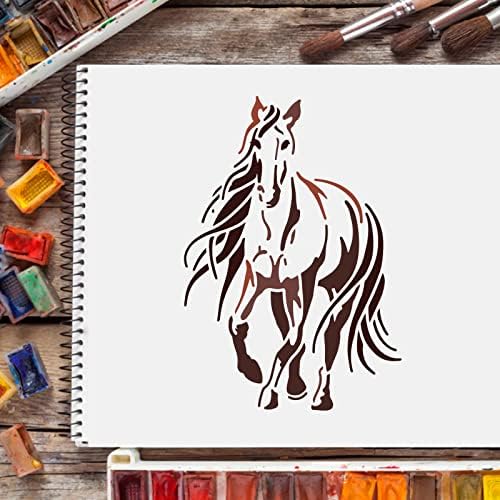 Modelos de estênceis de pintura de desenho de Fingerinspire Horse 11,6x8,3 polegadas de plástico de plástico Decoração