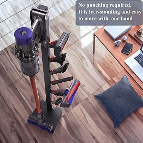 Xigoo armazenamento de armazenamento de armazenamento de armazenamento compatível com Dyson V15 V11 V10 V8 V7 V6 Volas sem fio e acessórios, suporte de metal estável, preto escovado preto