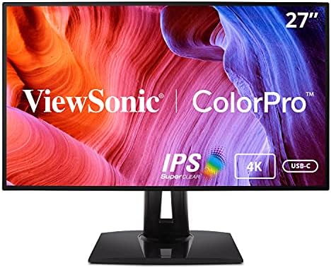 ViewSonic VP2768a-4k Monitor IPS 4K premium de 27 polegadas com ergonomia avançada, Colorpro SRGB REC 709, LUT 3D de 14 bits, CARE