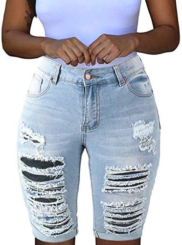 Calça de jeans de jeans de midce casual feminino