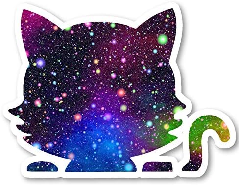 Adesivo de gato bonito adesivos de galáxia brilhante - 2 pacote - adesivos para laptop - decalque de vinil de 2,5 - laptop,