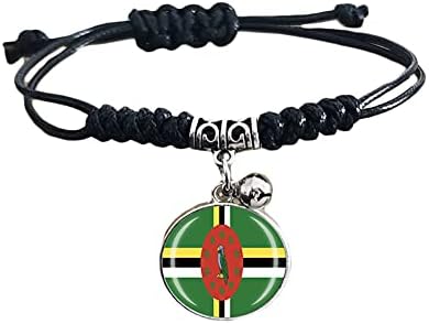 Pulseira nacional de bandeira da Dominica Viagem de Viagem Bell Pingente Pingente para homens e mulheres