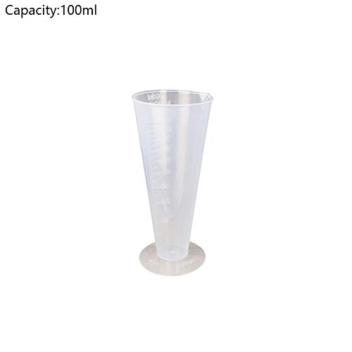 Bettomshin 10pcs 100 ml de copo de medição cônica plástico métrica, com derramamento de bico de breaks breaking doméstico baker graduado para medir farinha, açúcar, vinagre, molho ou outro líquido