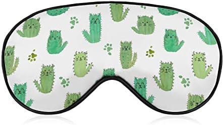 Cactus gatos patas máscara de olho impressa no sono tampa de olho macio com cinta ajustável Night Eyeshade de viagem para