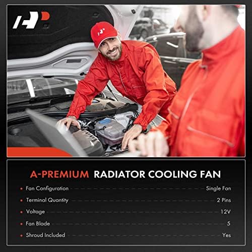 Conjunto do ventilador do radiador do motor A-premium Compatível com Chevrolet Aveo 2005-2008, Aveo5 2006-2008 e Pontiac Wave 2005-2008, Wave5 2005-2007, L4 1.6L, Substitua# 96536666