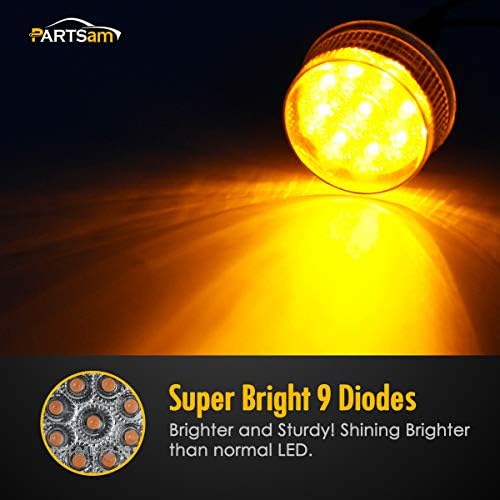 Partsam Double Face Square LED FENDER LUZES AMBER/RED 52 LED +20X 2in. Marcador lateral redondo luzes de caminhão
