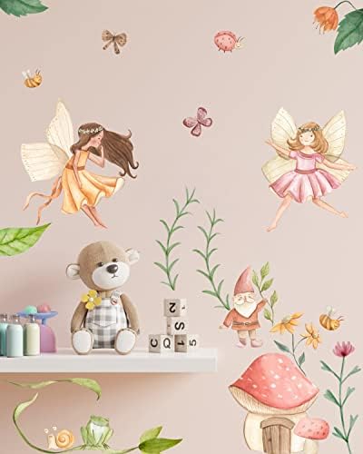 Fairy Angel Wall Sticker Flower Fairy Wall Decalques de parede de fada decoração de berçário de fada decalques de parede