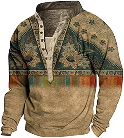 Hoodies masculinos Trendy Impresso Pullover Casual Casual Capuz de férias Moletom de manga comprida com bolso de canguru