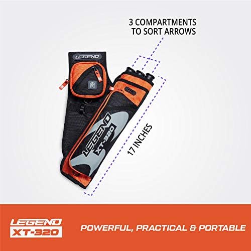 Legend XT320 Tiro com arco -e flecha - Hip Quiver com 3 casos de tubo de seta para tiro de alvo - cintura ajustável, slot