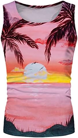 UBST Mens Hawaiian Tops Tops gráficos de impressão tropical gráfico com camiseta com camiseta atlética Aloha Beach Tank Tops Holiday