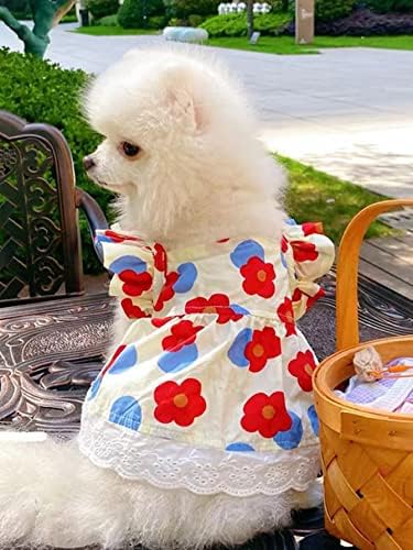 Milumia Pet Pet Cute Morango Vestido de cachorro Princess Princess Roupes Cat Catpy Strawberry Print Medium