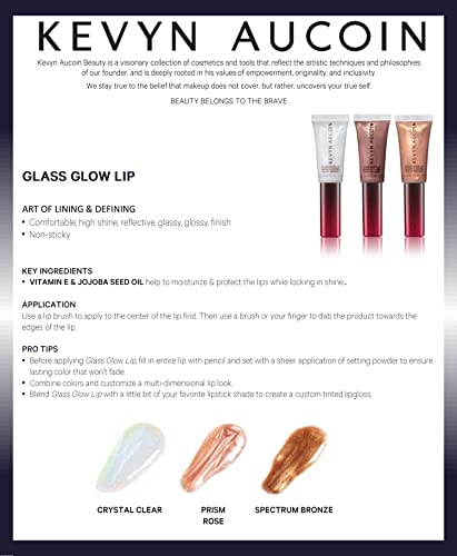 Kevyn Aucoin Glow Lip, cristalino claro: marcador de brilho labial multiuso. Esmalte refletivo em 3D, confortável vestindo,