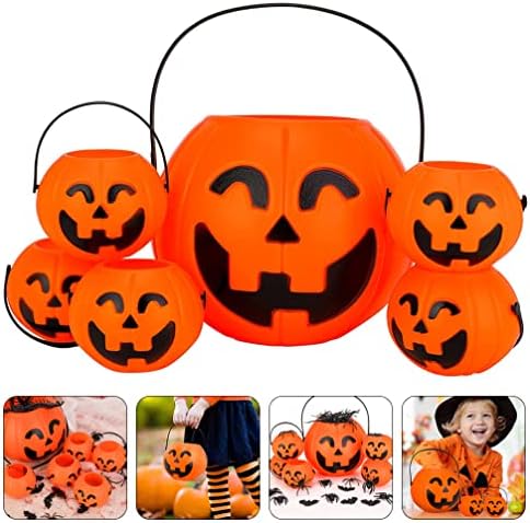 Contêineres de lanche para crianças de nuobsty 6pcs Halloween Bucket portátil Crianças de abóbora Flue ou tratam Pumpkin