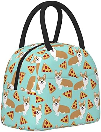 Lunchagem isolada de grande capacidade para homens homens meninos meninas corgi adora pizza portátil lancheira de lancheira reutilizável