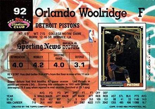 1992-93 Membros do clube do estádio 92 Orlando Woolridge Detroit Pistons NBA Basketball Card NM-MT