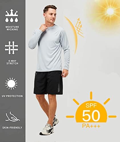 Camisas de natação de manga longa masculinas Rashguard UPF 50+ UV Sun Protection Camisa Rash Guard para caminhada Runing and Fishing