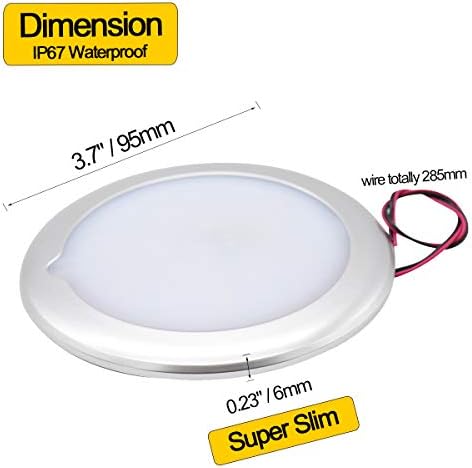 BOERAY 3,7 / 95mm LED LED Teto embutido Super Slim Light com botão de toque 12 volts DC para RV Caravan Boat Cabin Kitchen, 3000k Warm