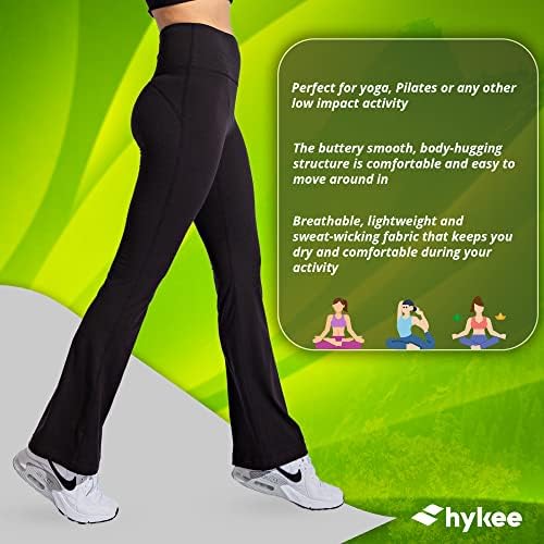 Hykee Flare Leggings Para Mulheres - Calças de ioga - Calças de perna larga de cintura alta - Legging amanteigado e amanteigado