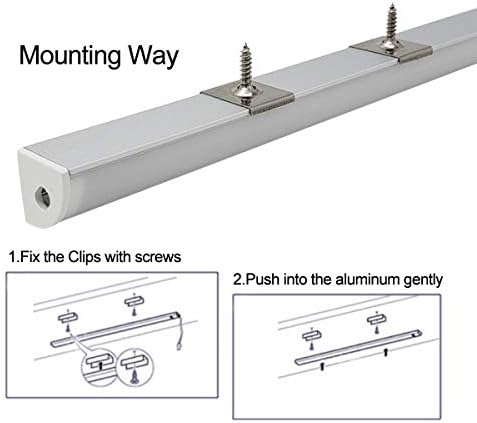 Hamrvl 6-Pack 1ft/30cm 16x16mm Sistema de canal de alumínio LED com formato de tampa V, faixa do difusor de luz LED com