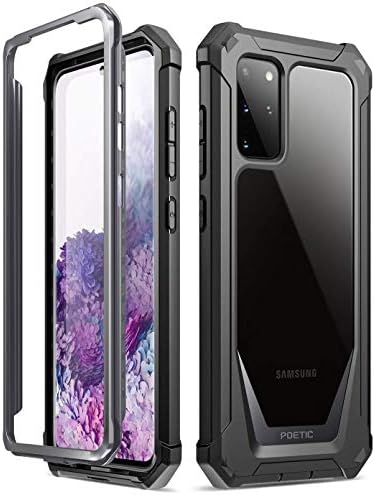 Case da série Poetic Guardian, projetada para o caso Samsung Galaxy S20 Plus/Galaxy S20+, capa de para-choque à prova de choque híbrida de corpo inteiro, sem protetor embutido, preto/transparente