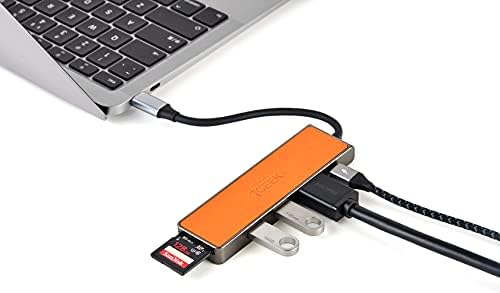 Tgeek elegante Couro PU Usb C Hub, adaptador multi-porta 6 em 1 tipo C, leitores de cartão 4K HDMI, TF e SD, 2 portas USB 3.0, entrega de energia USB-C 100W, para MacBook e outros dispositivos USB C C