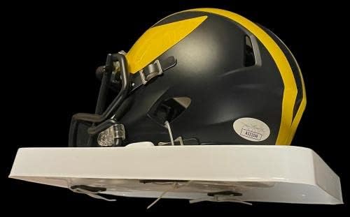 JJ McCarthy assinou o Michigan Wolverines Riddell Speed ​​Mini Capacete JSA CoA - Mini capacetes da faculdade autografados