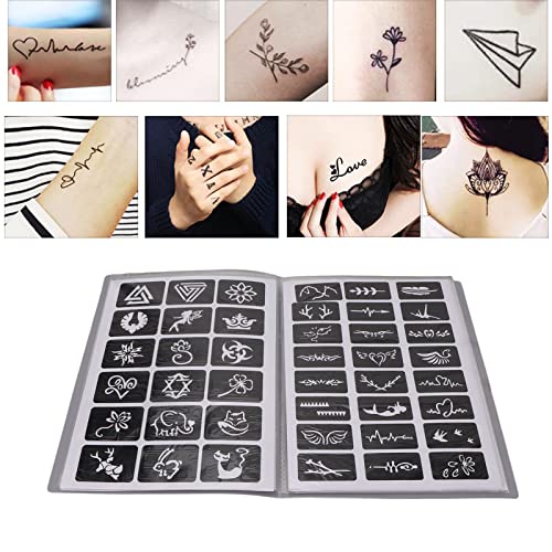 19 folhas Tattoo Stencils, modelos de tatuagem de arte reutilizável temporária à prova d'água - mais de 400 padrões <br/>