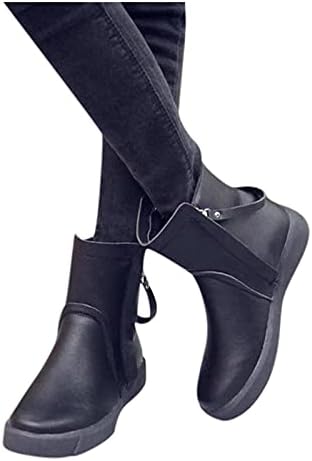 Botas de tornozelo feminino Western pontotas de dedo booties bloqueiam botas de inverno botas de cowgirl para o trabalho externo